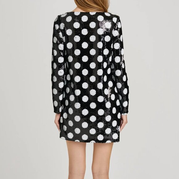 Betty Polka Dot Long Sleeve Sequin Minidress - Picture 3 of 4